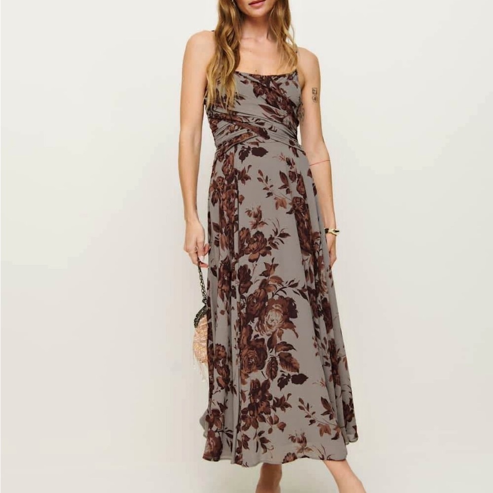 Reformation Floral Maxi Dress - Brown and Gray